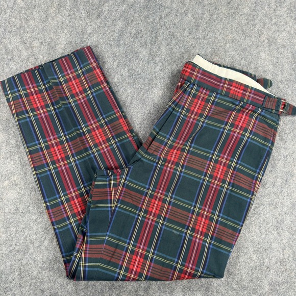Vintage Polo Ralph Lauren Pants Mens 33x30 Tartan Plaid Side Tabs Made USA 90s